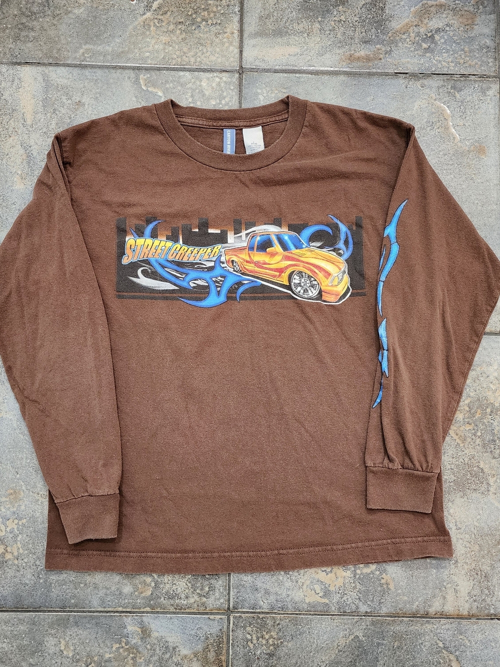 Vintage Y2K Canyon River Blues Boy's Large 14-16 Street Creeper Racing T Shirt